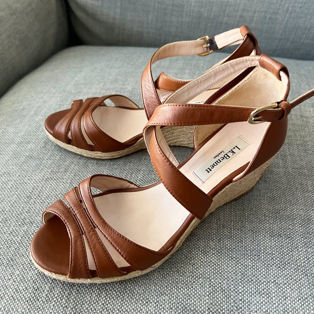 LK Bennett Priya Espadrille Wedge Sandal in Brown; Size 6.5 EU 37.5  EUC - Picture 9 of 10